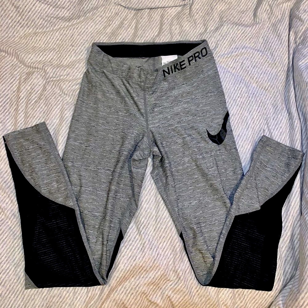 Black and Grey Nike Pro Leggings